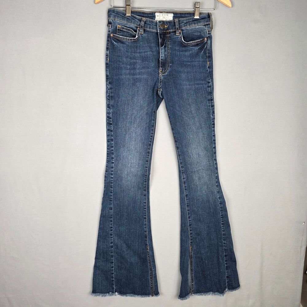 We the Free Mid Rise Bell Bottom Denim Jeans Distressed Size W27 Y2K Hippie Boho